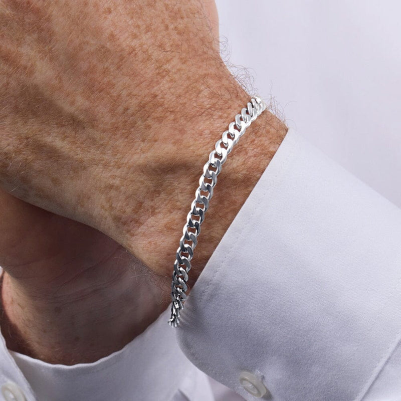 Sterling Silver Men's Curb Bracelet 21cm