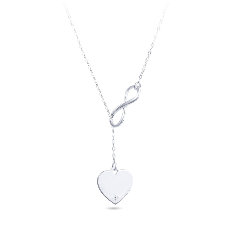 50cm Sterling Silver Infinity Loop Heart Necklace