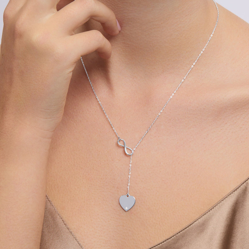 50cm Sterling Silver Infinity Loop Heart Necklace