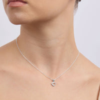 35cm Children's Sterling Silver Cubic Zirconia Heart Necklace