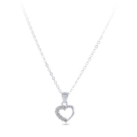 35cm Children's Sterling Silver Cubic Zirconia Heart Necklace