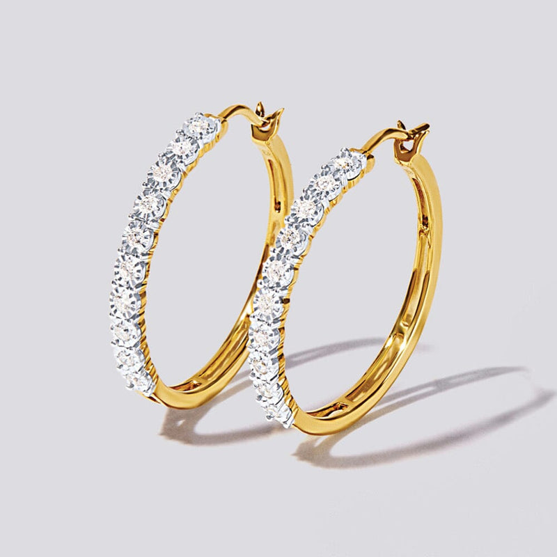 Miracle Hoop Earrings with 1/4ct of Diamonds in 9kt Yellow Gold