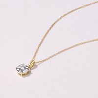 Round Illusion Necklace with 0.09ct TDW of Diamonds in 9kt Yellow Gold