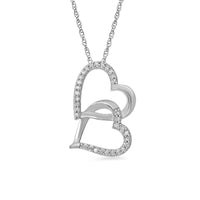 9kt White Gold 0.10ct Diamond Double Looped Heart Necklace