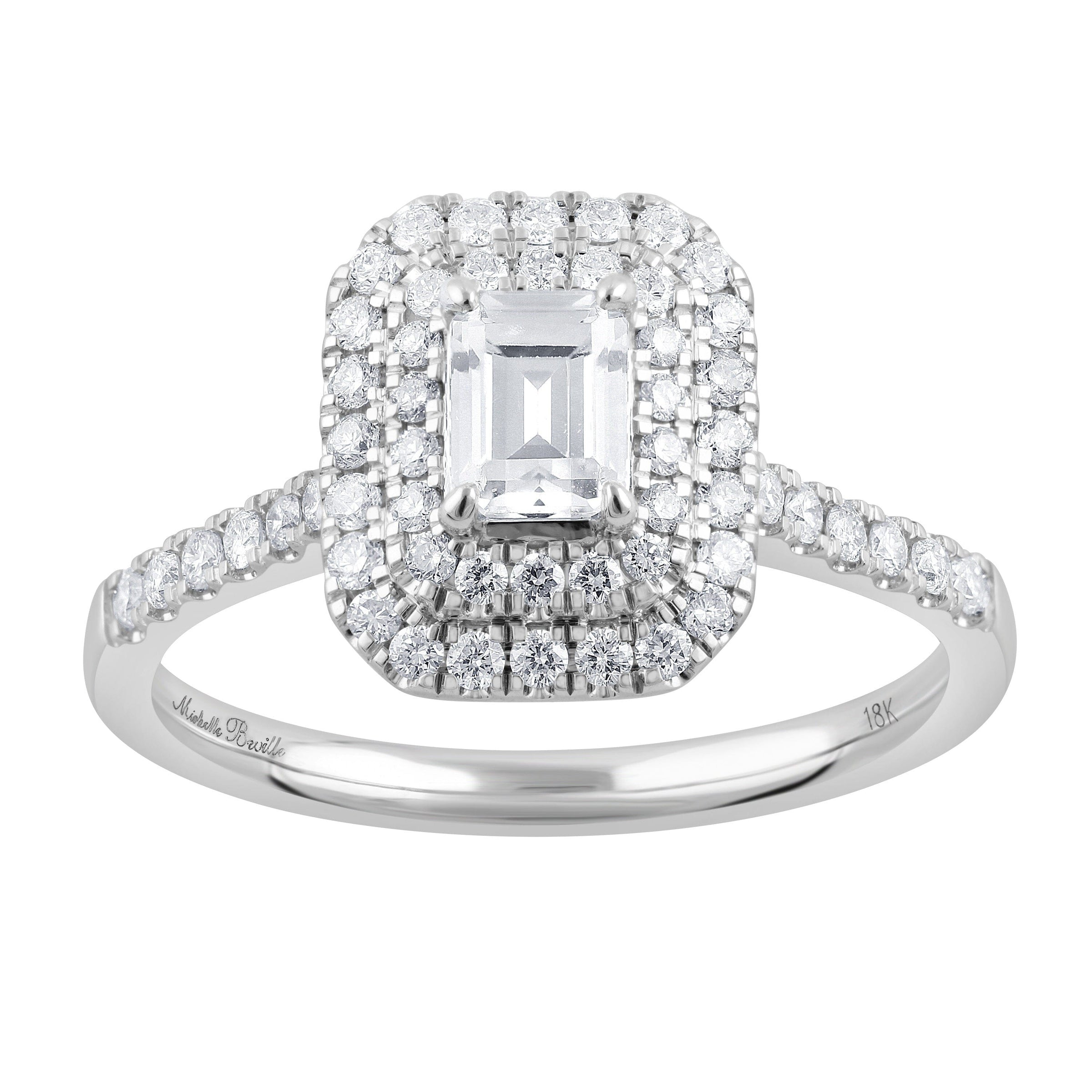 Love By Michelle Emerald Cut Solitaire Ring with 0.70ct of Diamonds in 18kt White Gold