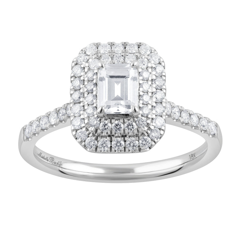 Love By Michelle Emerald Cut Solitaire Ring with 0.70ct of Diamonds in 18kt White Gold
