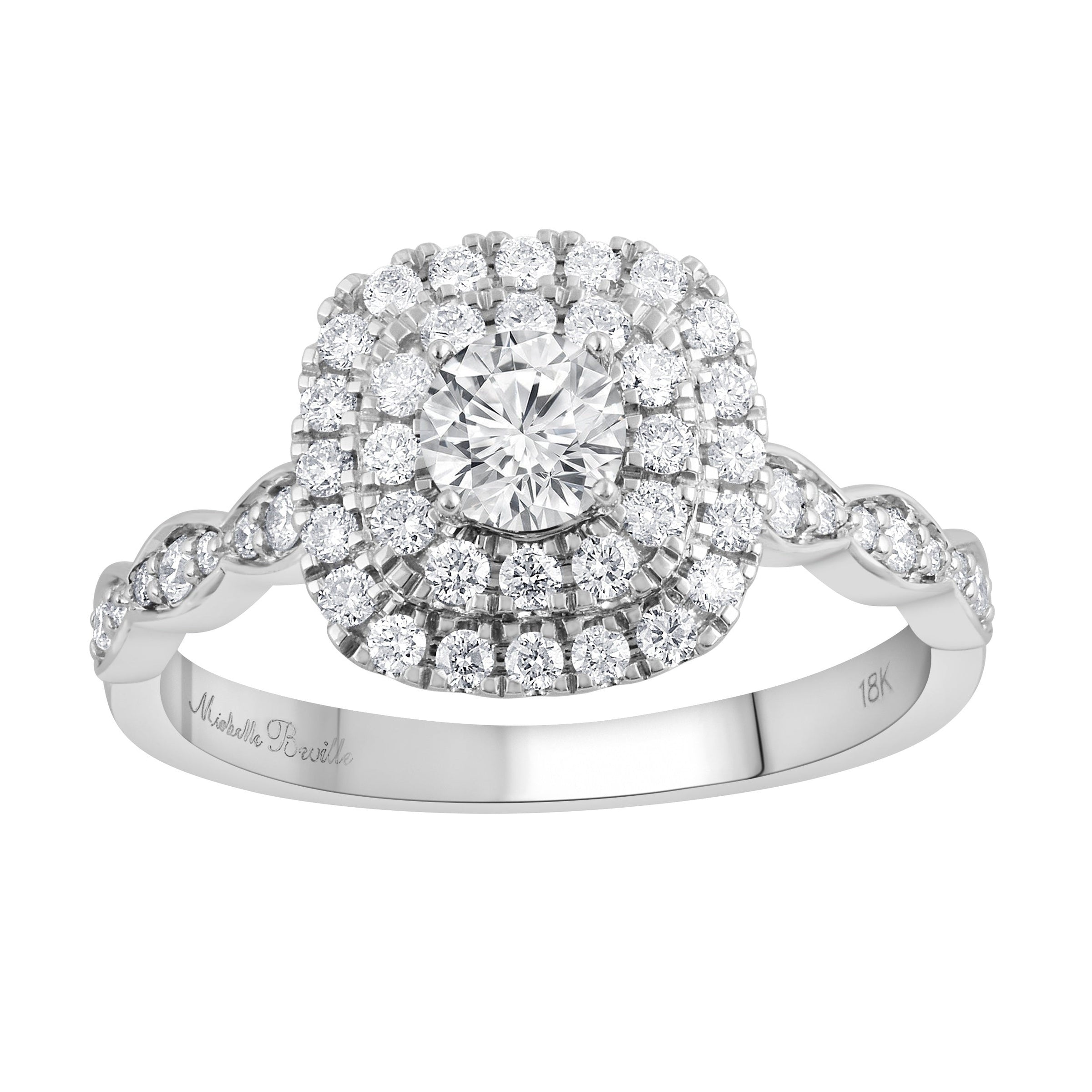Love by Michelle Beville Double Halo Ring with 3/4ct of Diamonds in 18kt White Gold