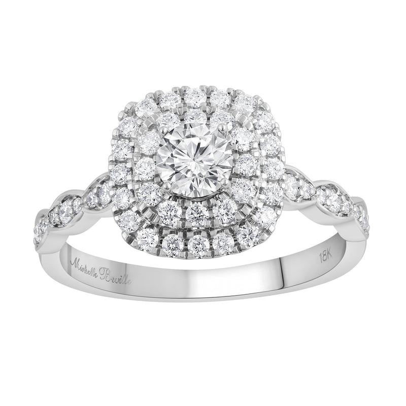 Love by Michelle Beville Double Halo Ring with 3/4ct of Diamonds in 18kt White Gold