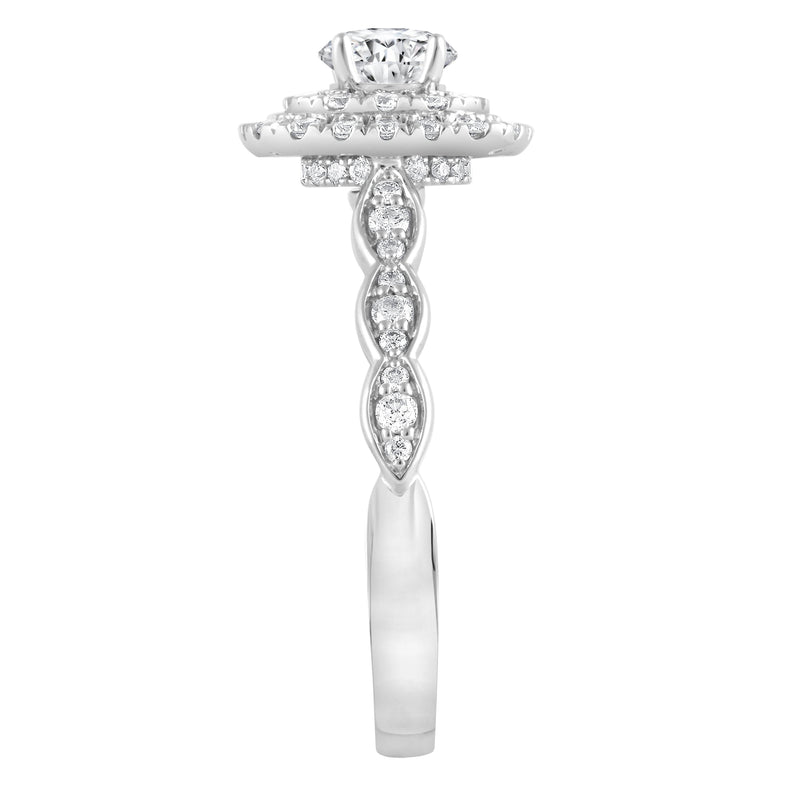 Love by Michelle Beville Double Halo Ring with 3/4ct of Diamonds in 18kt White Gold