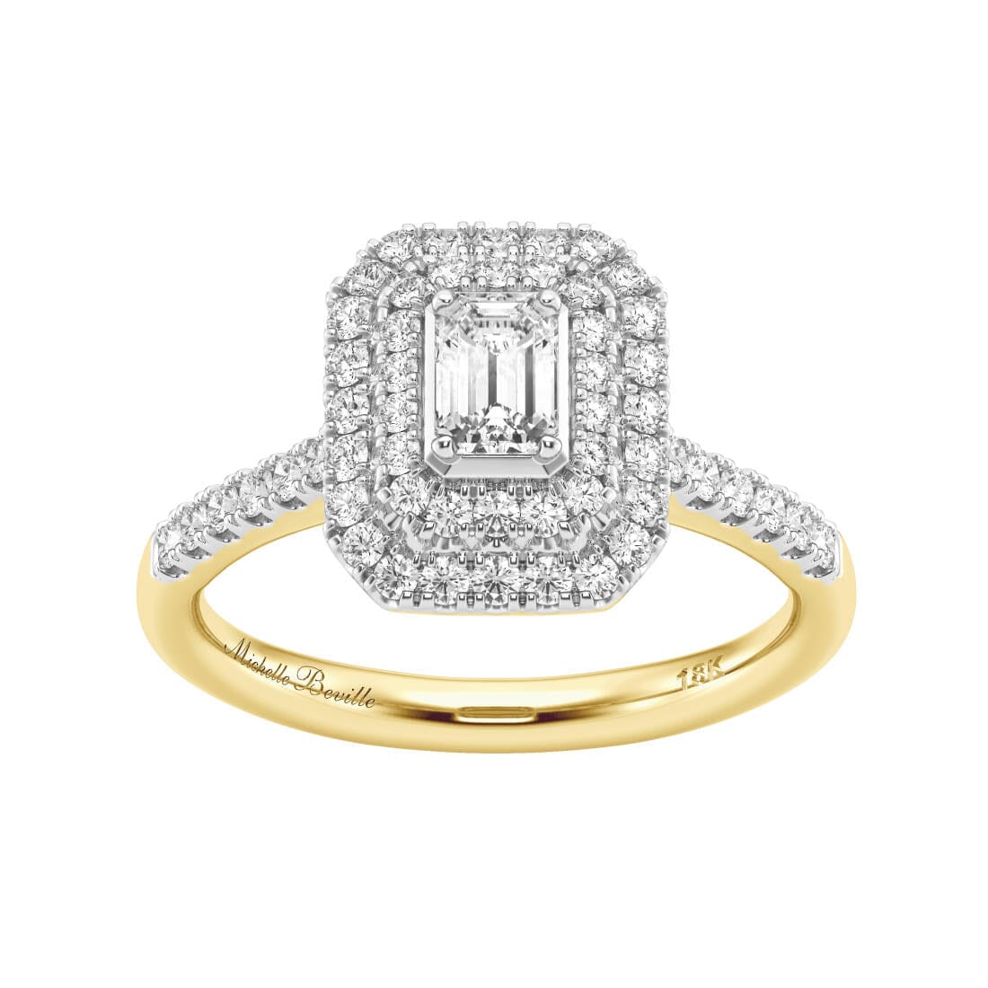 Love By Michelle Emerald Cut Solitaire Ring with 0.70ct of Diamonds in 18kt Yellow Gold