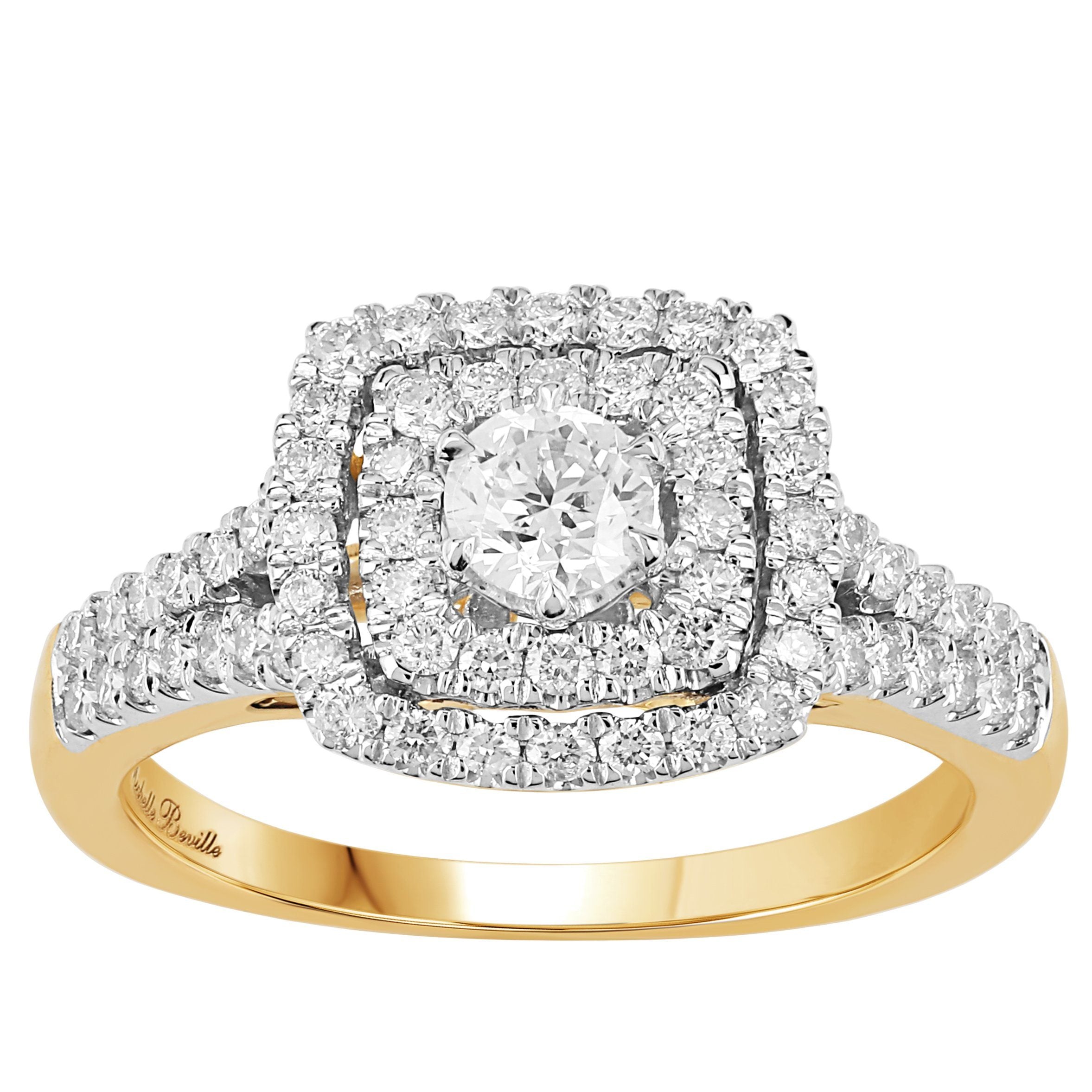 Love by Michelle Beville Halo Solitaire Square Ring with 1.00ct of Diamonds in 18kt Yellow Gold