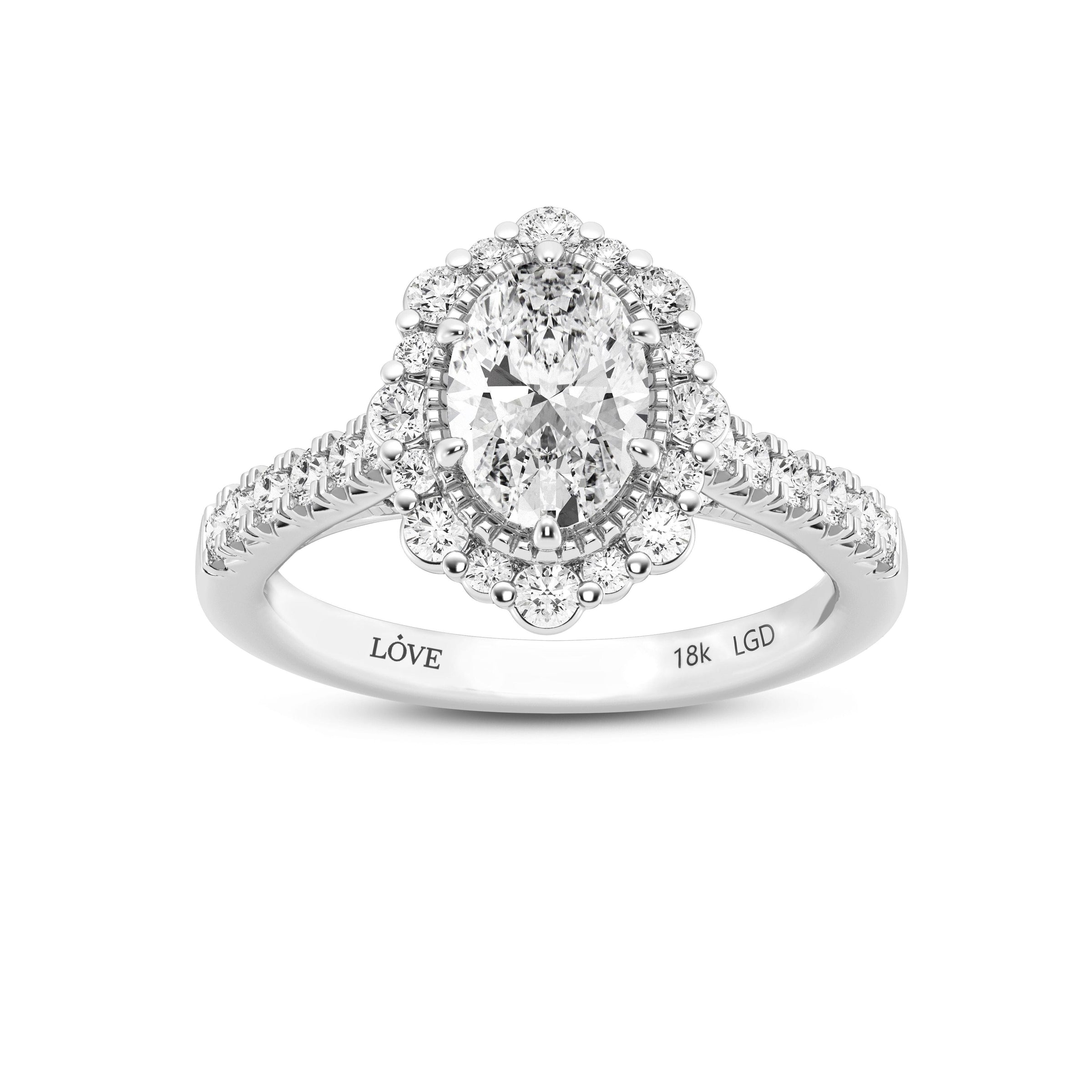 Love by Michelle Beville Oval  Fancy Halo Ring with 1.50ct of Laboratory Grown Diamonds in 18kt White Gold