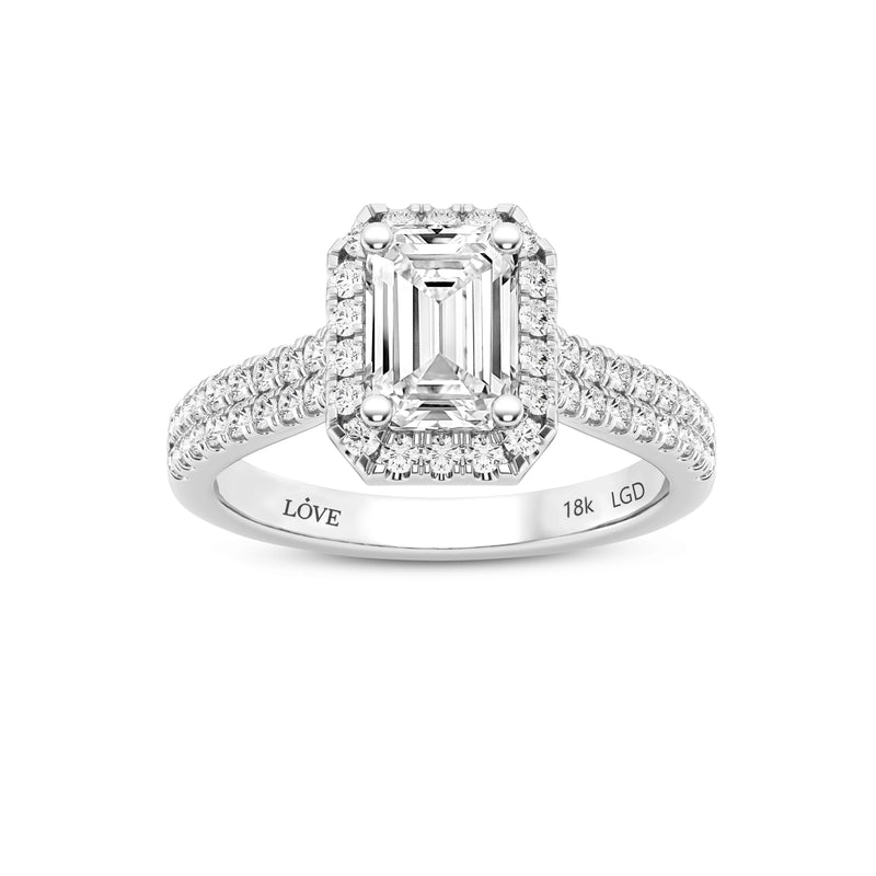 Love by Michelle Beville Emerald Halo Ring with 1.50ct of Laboratory Grown Diamonds in 18kt White Gold