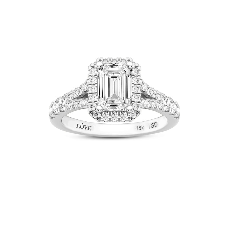 Love by Michelle Beville Emerald Halo Ring with 1.50ct of Laboratory Grown Diamonds in 18kt White Gold