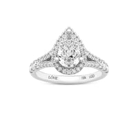 Love by Michelle Beville Pear Halo Ring with 1.50ct of Laboratory Grown Diamonds in 18kt White Gold