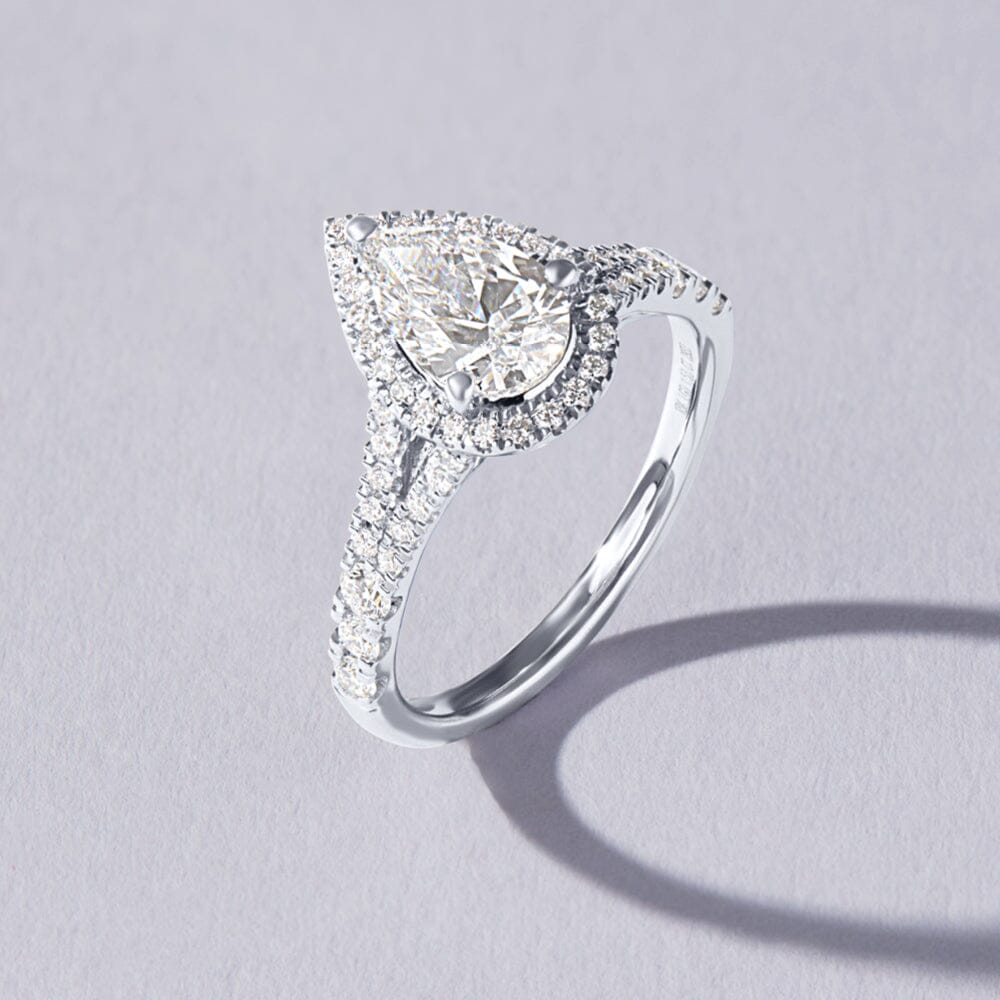 Love by Michelle Beville Pear Halo Ring with 1.50ct of Laboratory Grown Diamonds in 18kt White Gold