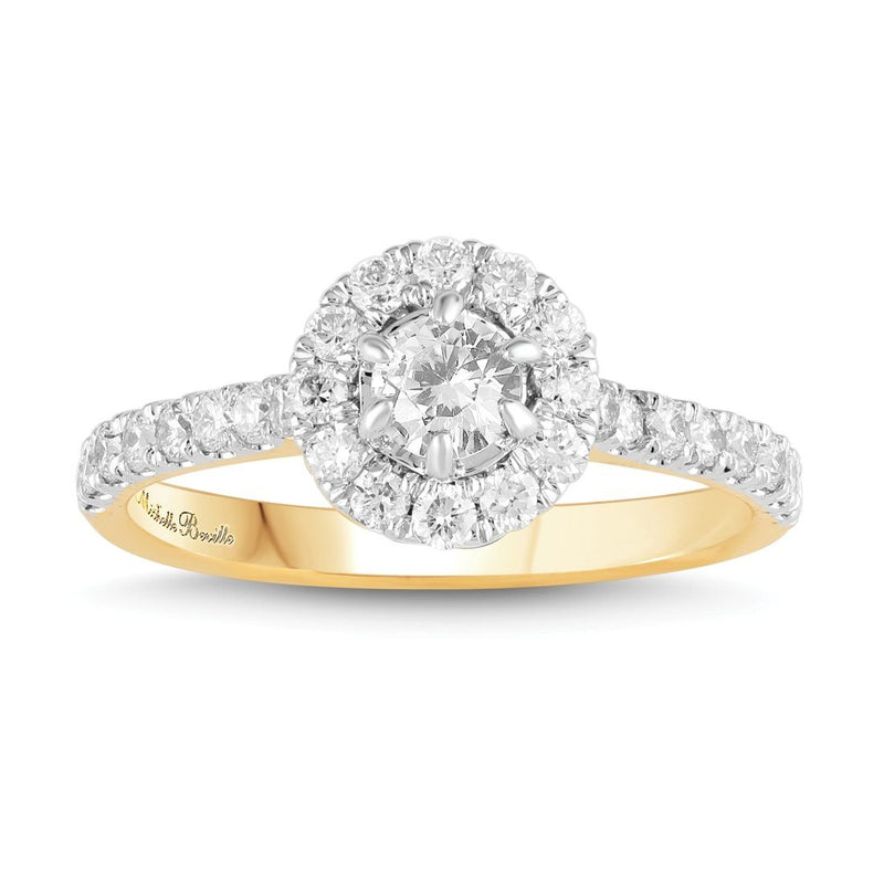 Love by Michelle Beville Halo Solitaire Ring with 0.90ct of Diamonds in 18kt Yellow Gold