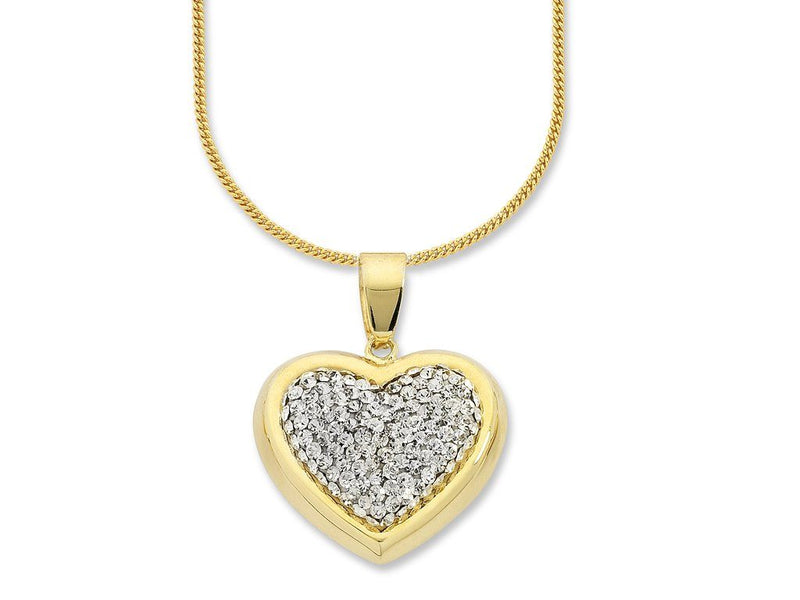 9kt Yellow Gold Silver Infused Heart Necklace