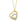 9kt Yellow Gold Silver Infused Double Heart Necklace 43cm