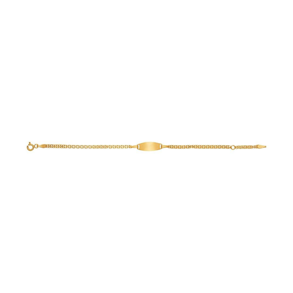 9ct Yellow Gold Double Cable Link ID Bracelet 14cm + 3cm