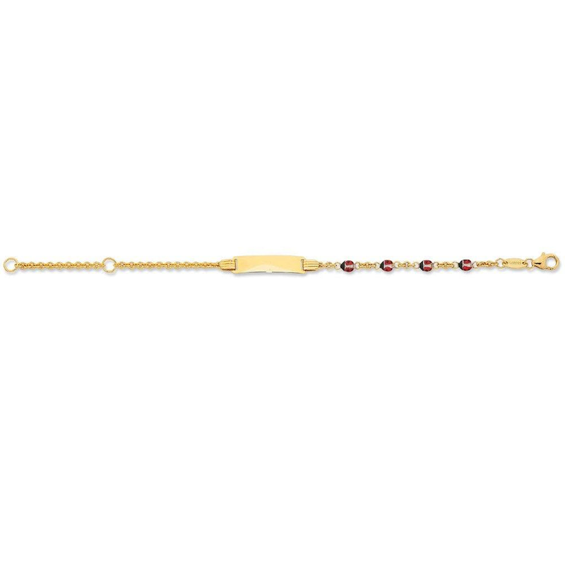 Children's 9kt Yellow Gold Silver Infused Lady Bug ID Bracelet