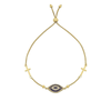 9kt Yellow Gold Silver Infused Evil Eye and Cross Extendable Bracelet