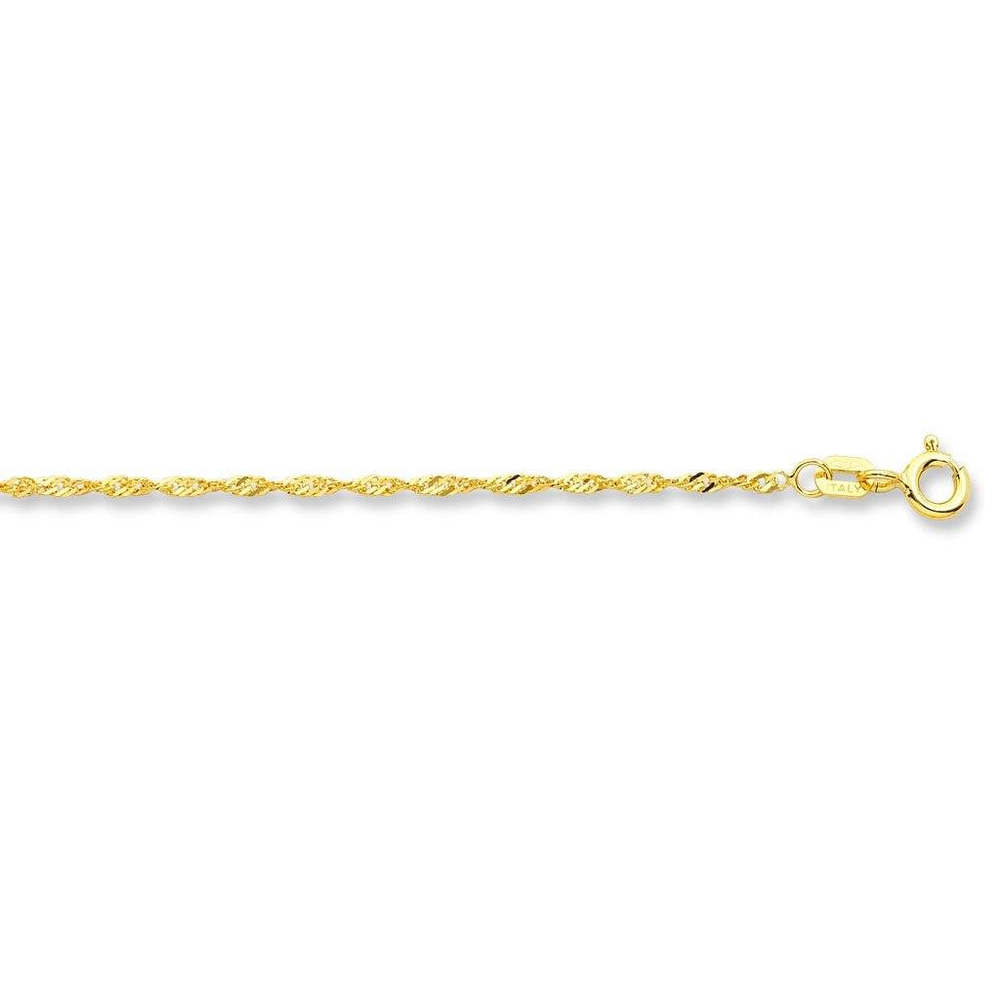 9kt Yellow Gold Singapore Chain Necklace 40cm