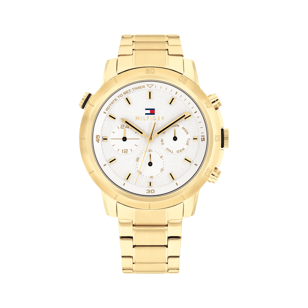 Tommy Hilfiger Troy Ionic Plated Thin Gold Steel White Dial Men's Watch 1792127