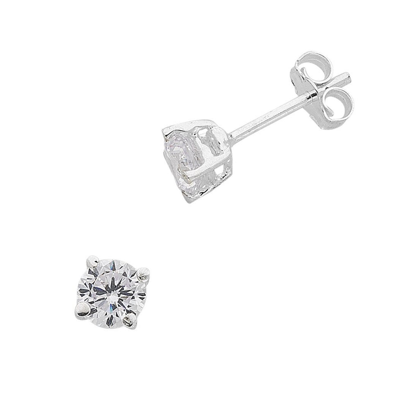 Sterling Silver 5mm Cubic Zirconia Earrings