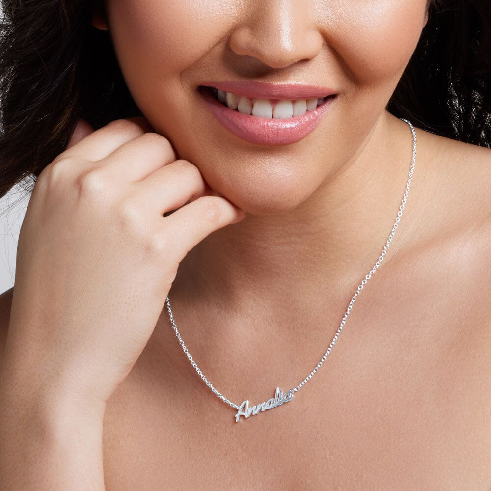 Sterling Silver Personalised Name Necklace Scroll Font