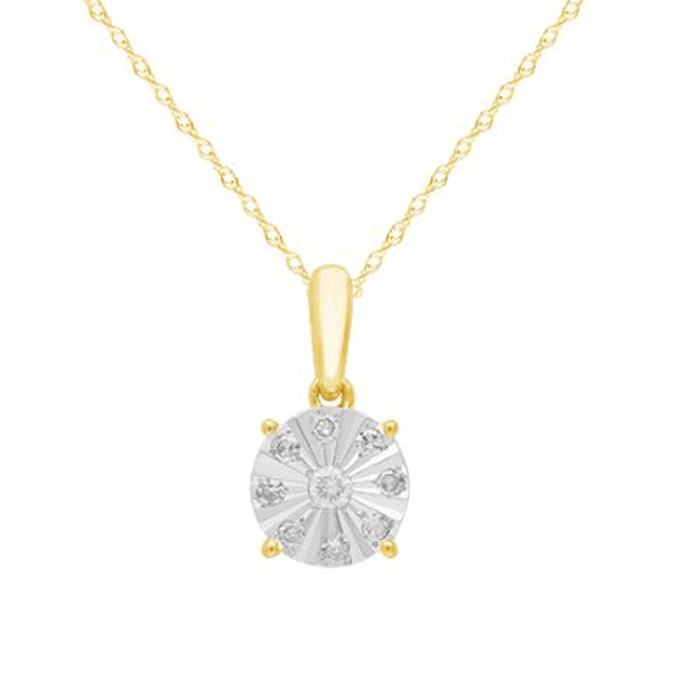 Round Illusion Necklace with 0.09ct TDW of Diamonds in 9kt Yellow Gold