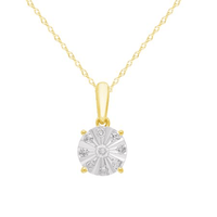 Round Illusion Necklace with 0.09ct TDW of Diamonds in 9kt Yellow Gold