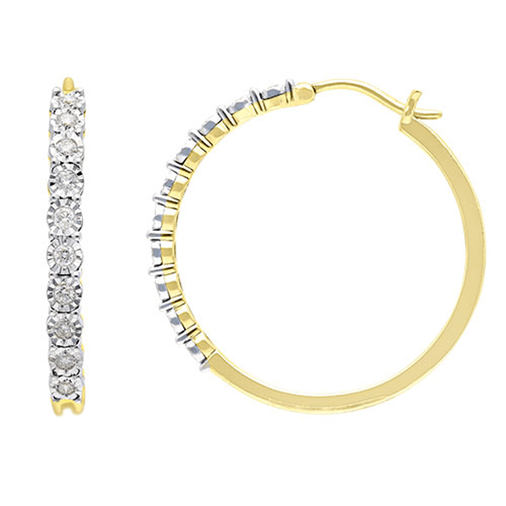 Miracle Hoop Earrings with 0.10ct of Diamonds in 9kt Yellow Gold