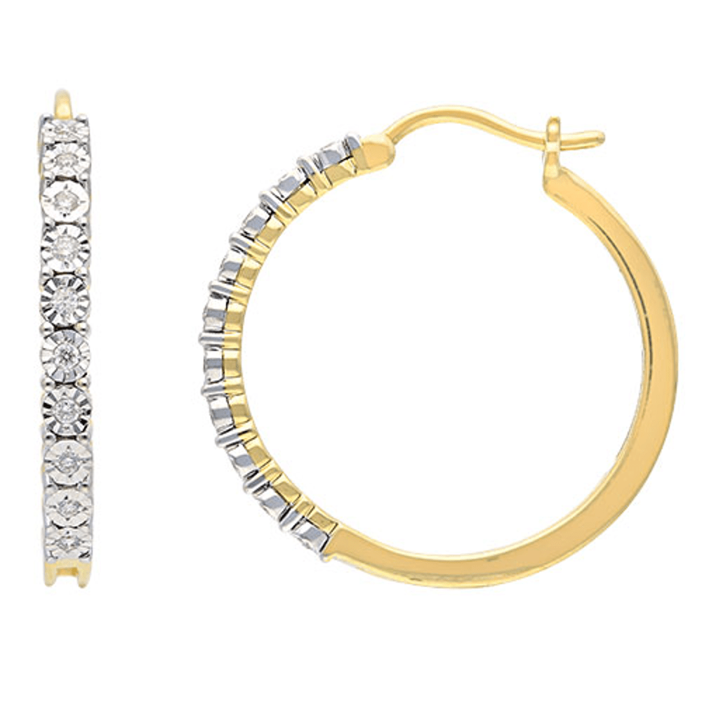 Miracle Hoop Earrings with 1/4ct of Diamonds in 9kt Yellow Gold