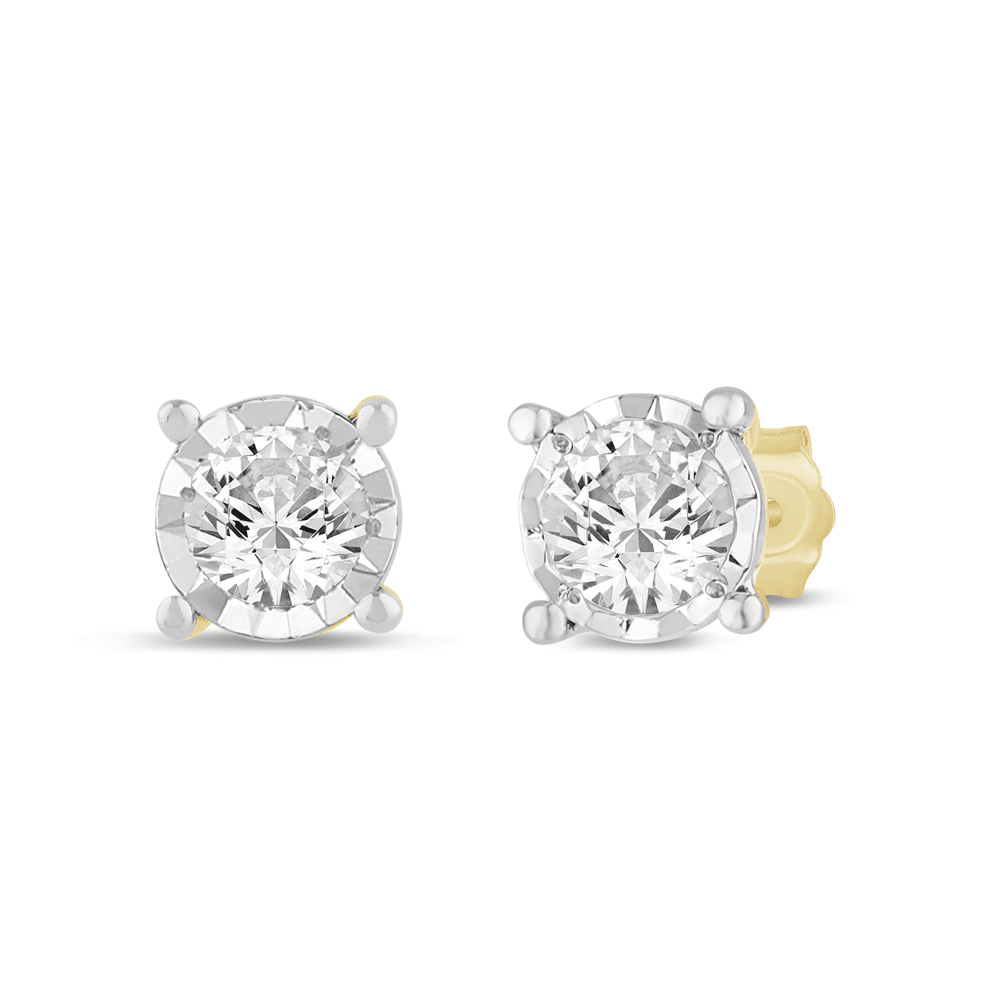 Solitaire Miracle Stud Earrings with 0.15ct of Diamonds in 9kt Yellow Gold