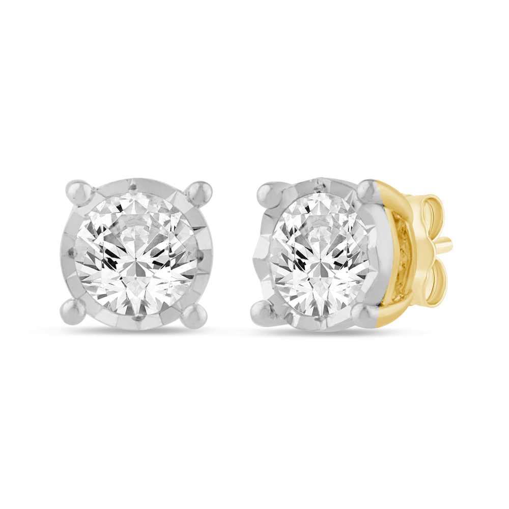 Solitaire Miracle Stud Earrings with 1/4ct of Diamonds in 9kt Yellow Gold