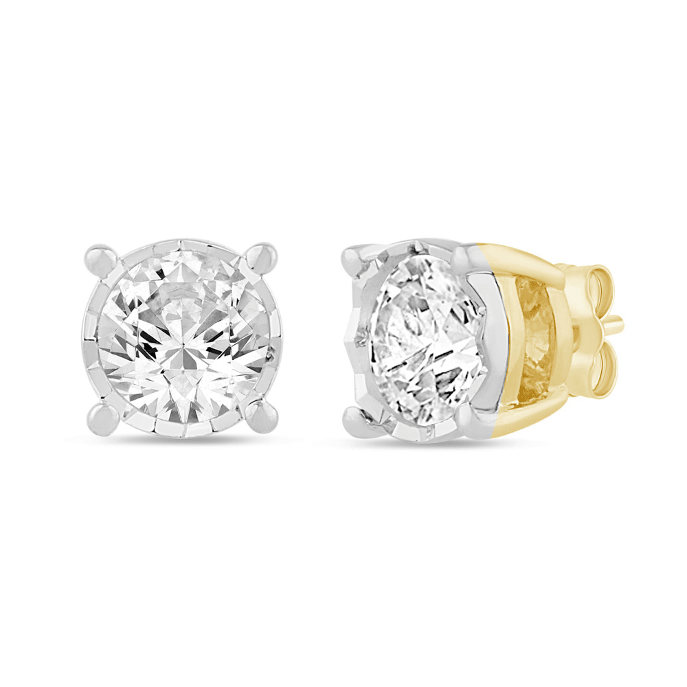 Solitaire Miracle Stud Earrings with 0.40ct of Diamonds in 9kt Yellow Gold