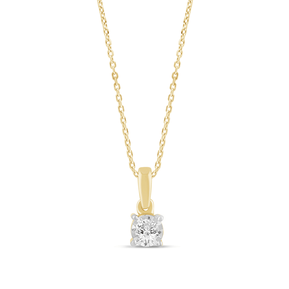 Diamond Set Solitaire Miracle Necklace in 9kt Yellow Gold
