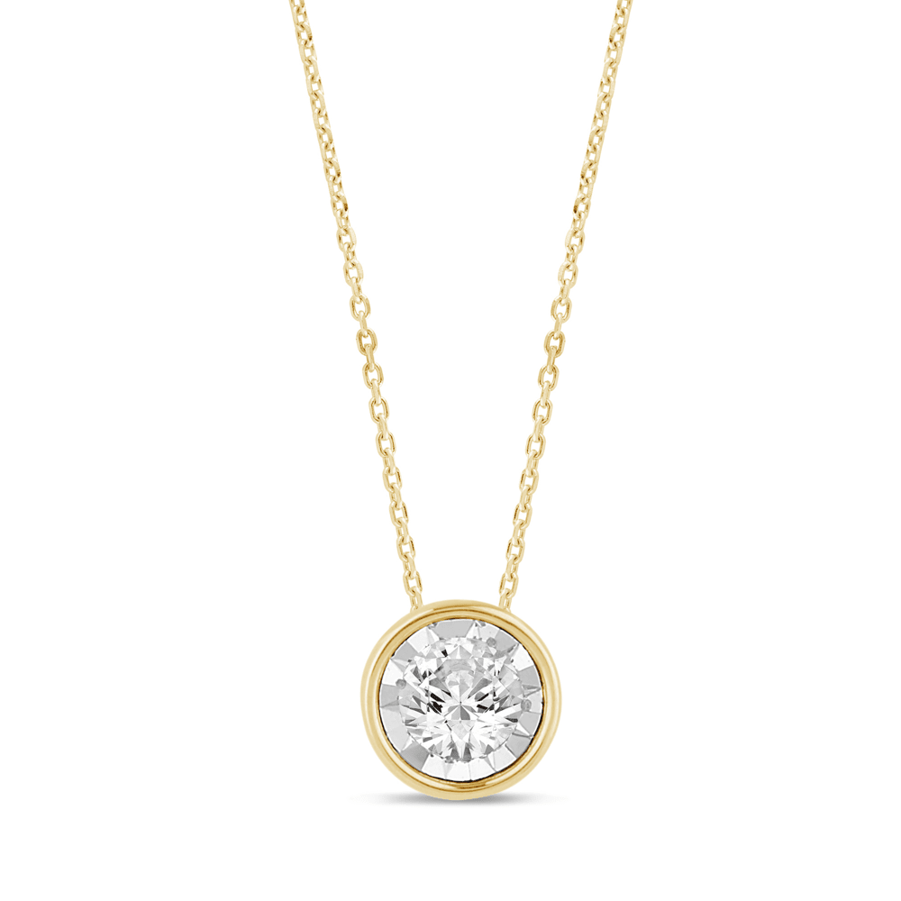 0.10ct Diamond Solitaire Bezel Necklace in 9kt Yellow Gold