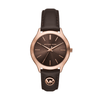 Michael Kors Slim Runway Three-Hand Chocolate Leather Watch MK7489