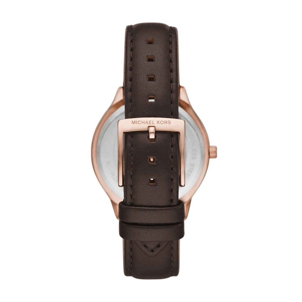 Michael Kors Slim Runway Three-Hand Chocolate Leather Watch MK7489