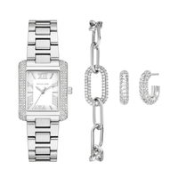 Michael Kors Emery Three-Hand Stainless Steel Watch, Earrings, and Bracelet Gift Set MK4839SET
