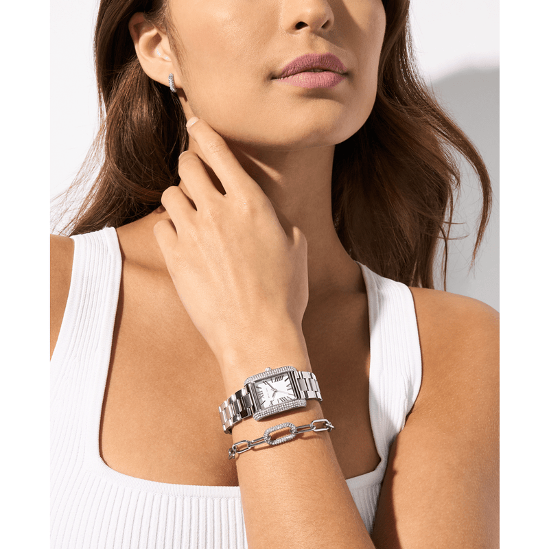 Michael Kors Emery Three-Hand Stainless Steel Watch, Earrings, and Bracelet Gift Set MK4839SET