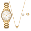 Michael Kors Lauryn Three-Hand Gold-Tone Stainless Steel Watch, Earrings and Necklace Gift Set MK4849SET