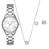 Michael Kors Lauryn Three-Hand Stainless Steel Watch, Earrings and Necklace Gift Set MK4851SET
