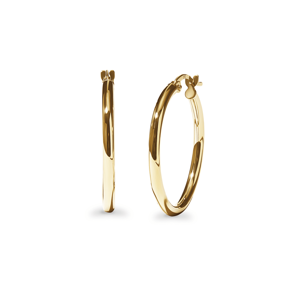 Round Polished Hoop Earrings in 9ct Yellow Gold