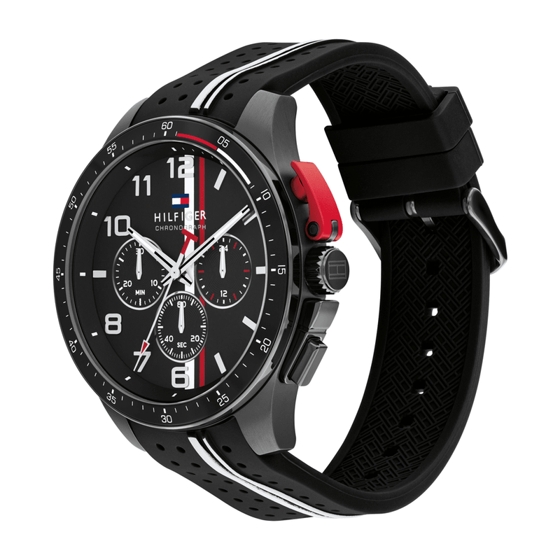 Tommy Hilfiger Bank Black Silicone Black Dial Men's Watch 1792168