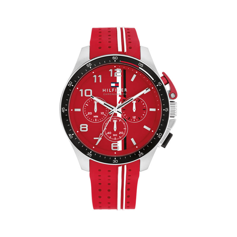Tommy Hilfiger Bank Red Silicone Red Dial Men's Watch 1792170