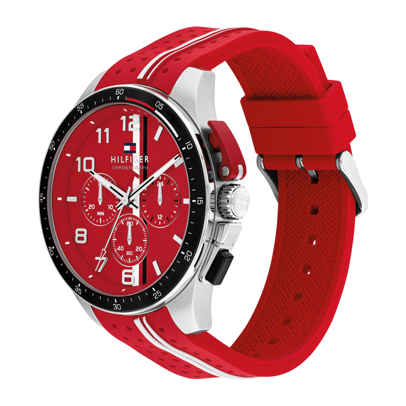Tommy Hilfiger Bank Red Silicone Red Dial Men's Watch 1792170