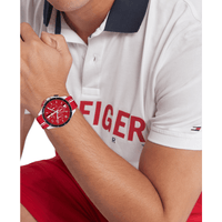 Tommy Hilfiger Bank Red Silicone Red Dial Men's Watch 1792170